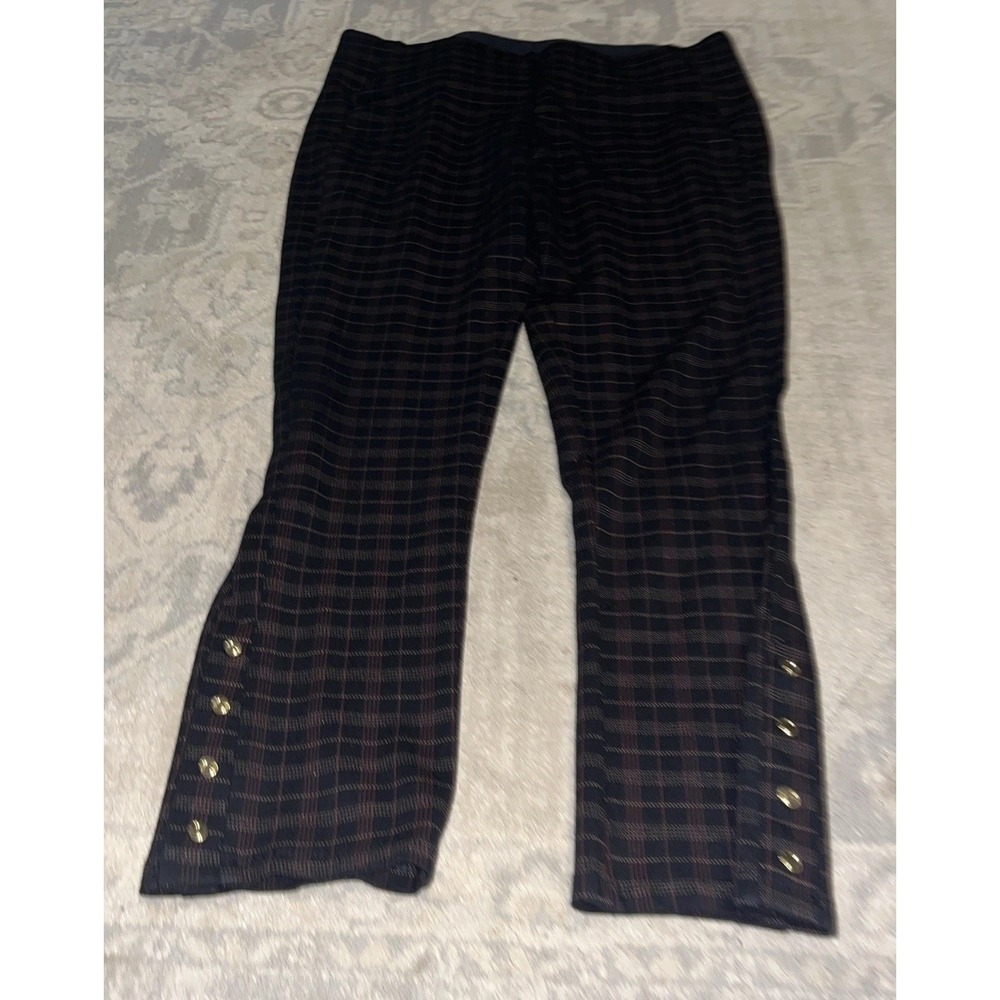 Nygard Slims Black Plaid Pull On Womens Pants Sz Large 14-16 Slimming Ankle